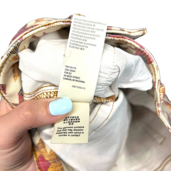 Free People Wild Child Skinny Jeans Geometric Printed Aztec Size 25 - Picture 12 of 12